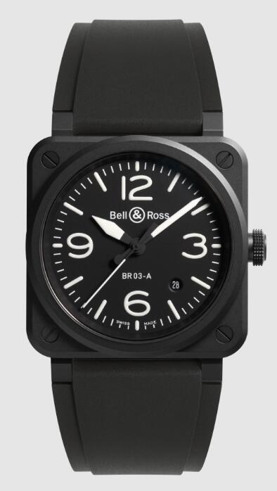 Review Bell and Ross BR 03 Replica Watch NEW BR 03 BLACK MATTE BR03A-BL-CE/SRB - Click Image to Close
